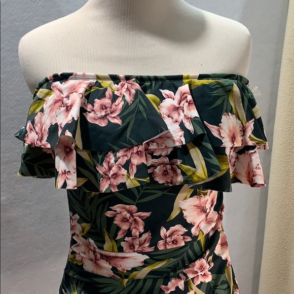 Strapless One Piece Swimsuit - Palm Floral - Picture 2 of 13